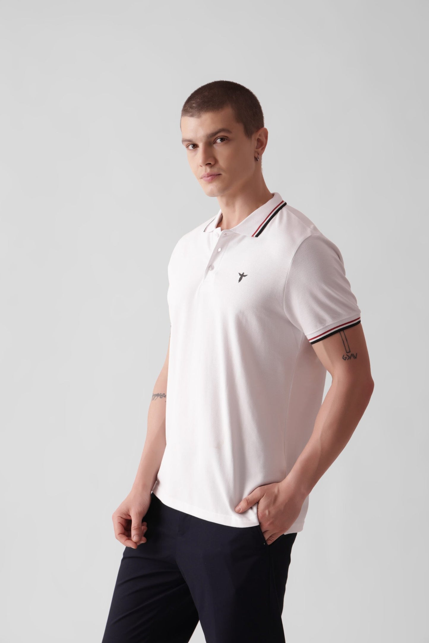 Plain White Twin-Tipped Polo Shirt