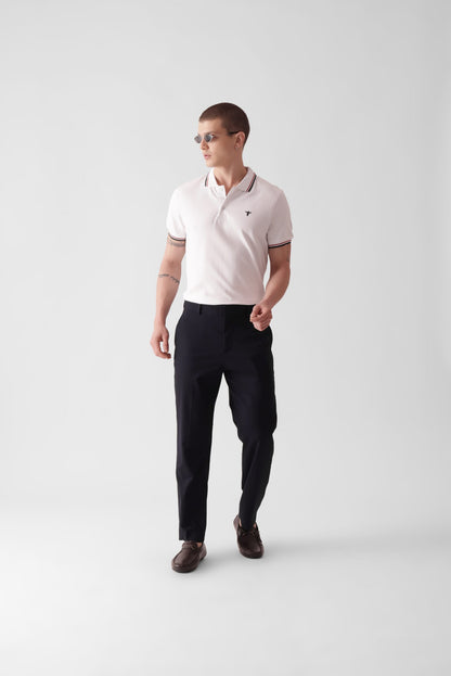 Plain White Twin-Tipped Polo Shirt