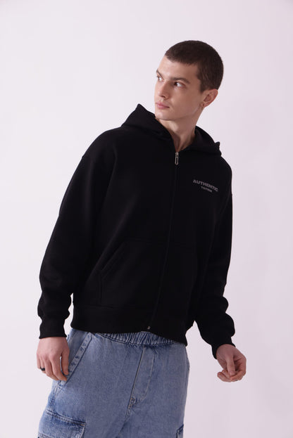 Black Oversized Zipper Hoodie for Men