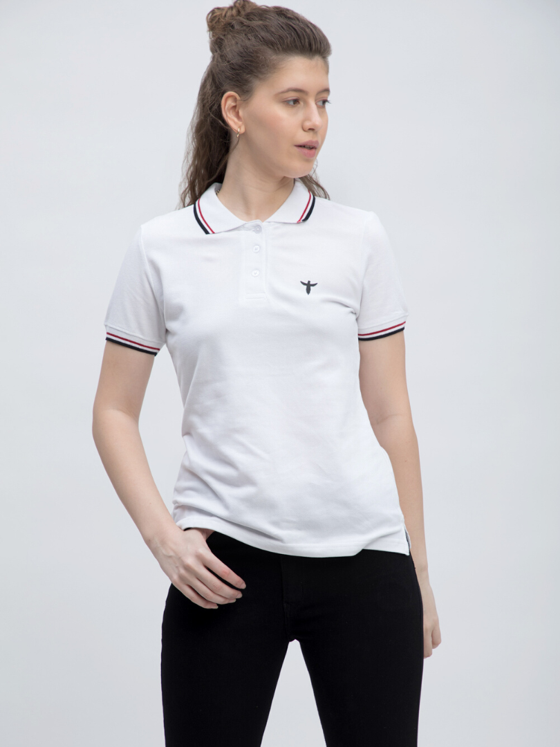 Plain White Twin-Tipped Polo Shirt