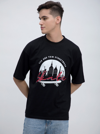 Printed Oversized Tshirt in Black