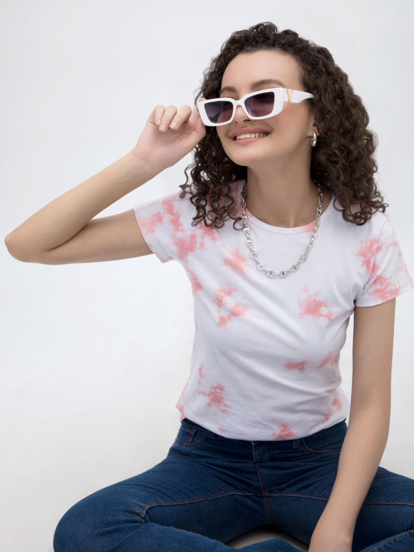 Peach and White Tie-Dye Tshirt