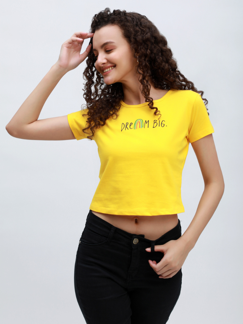 Printed Yellow Crop Top