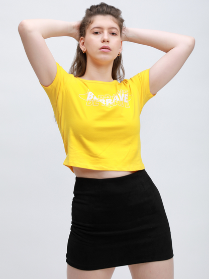 Printed Yellow Crop Top