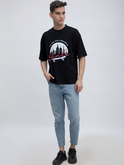 Printed Oversized Tshirt in Black