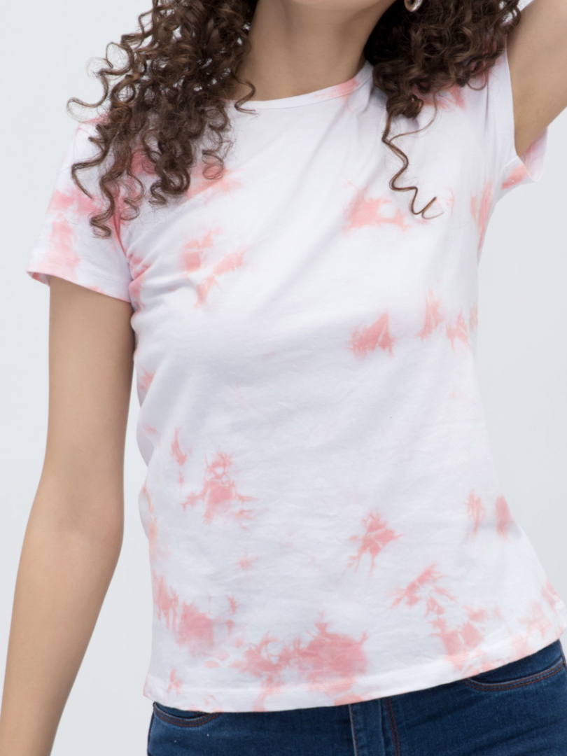 Peach and White Tie-Dye Tshirt