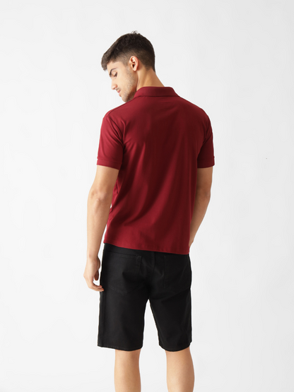 Dri-Fit Zipper Polo Tshirt in Maroon