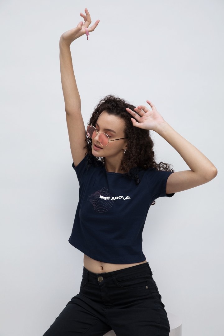 Signature Navy Blue Crop Top