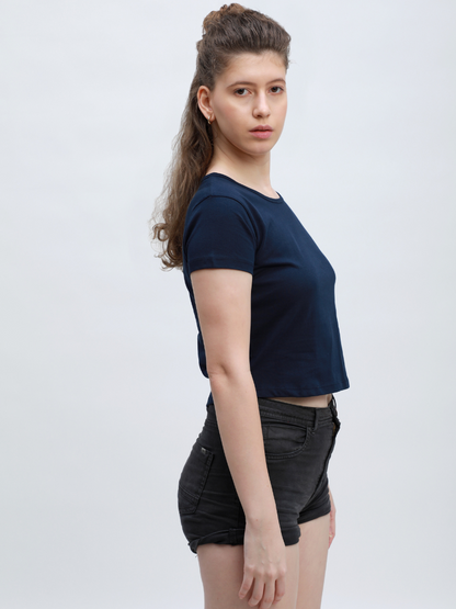 Plain Navy Blue Crop Top