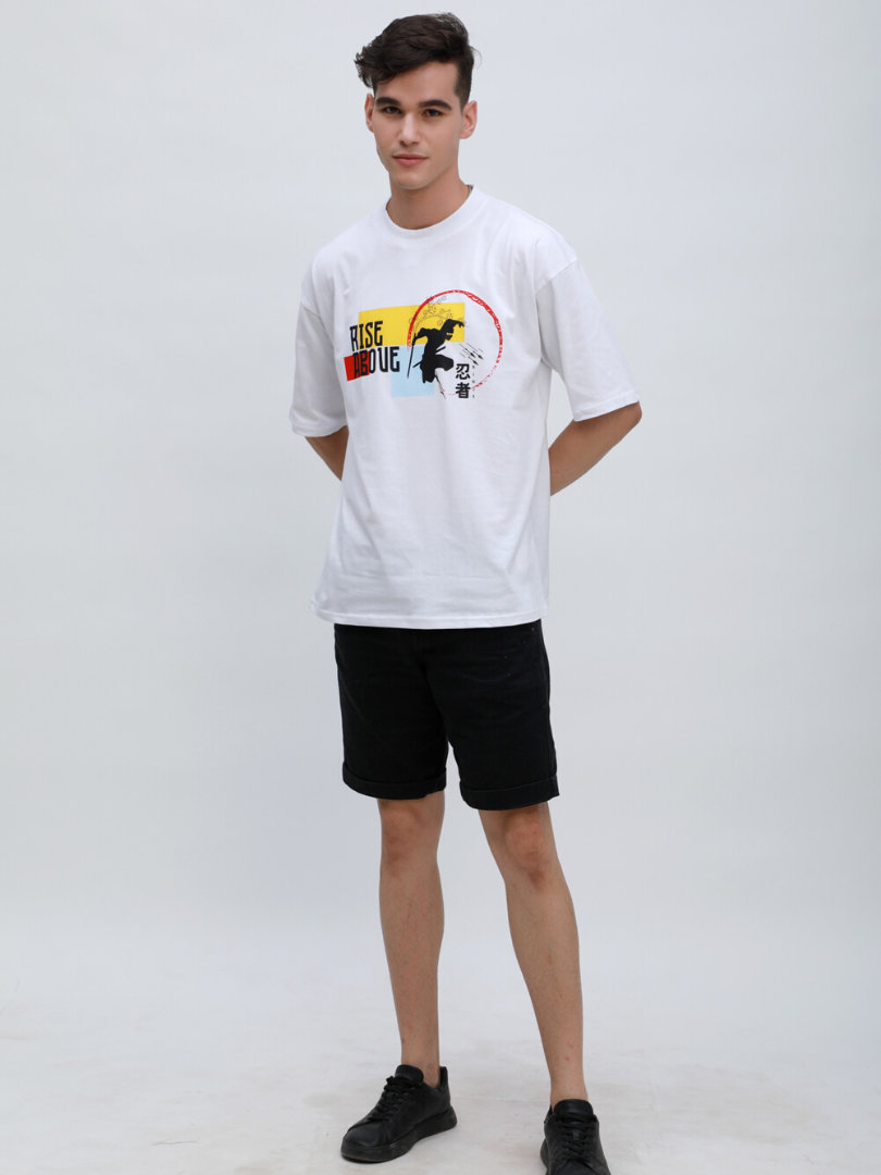 Printed Oversized Tshirt in White