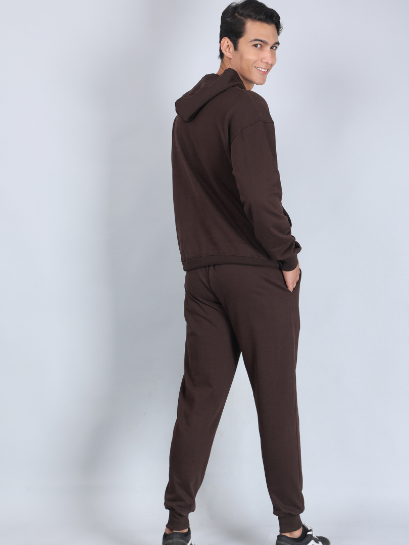 Dark Brown Relaxed Fit Hoodie for Men