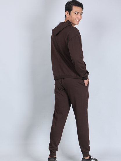 Dark Brown Relaxed Fit Hoodie for Men