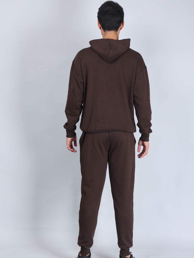 Dark Brown Relaxed Fit Hoodie for Men