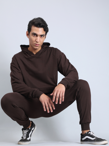 Dark Brown Relaxed Fit Hoodie for Men