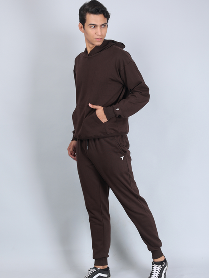 Dark Brown Relaxed Fit Hoodie for Men