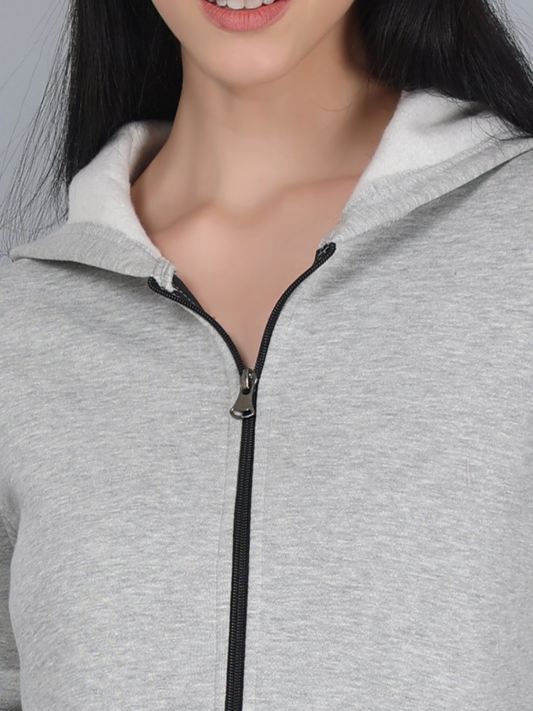 Grey Zipper Hoodie for Women