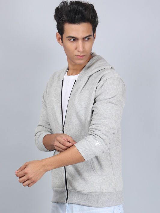Grey Zipper Hoodie for Men