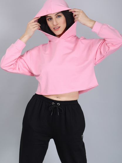 Cropped Light Pink Hoodie