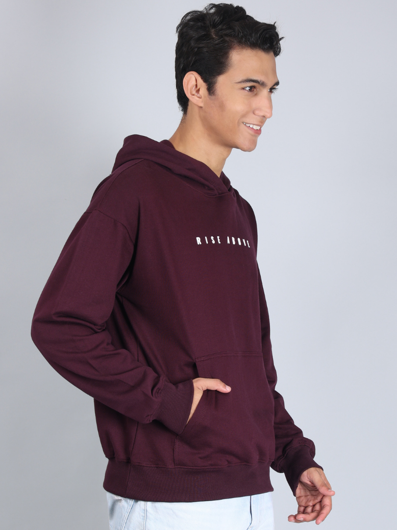 Wine Colour Relaxed Fit Hoodie for Men