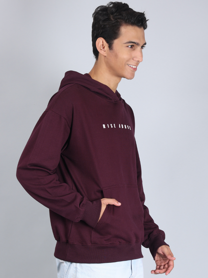 Wine Colour Relaxed Fit Hoodie for Men